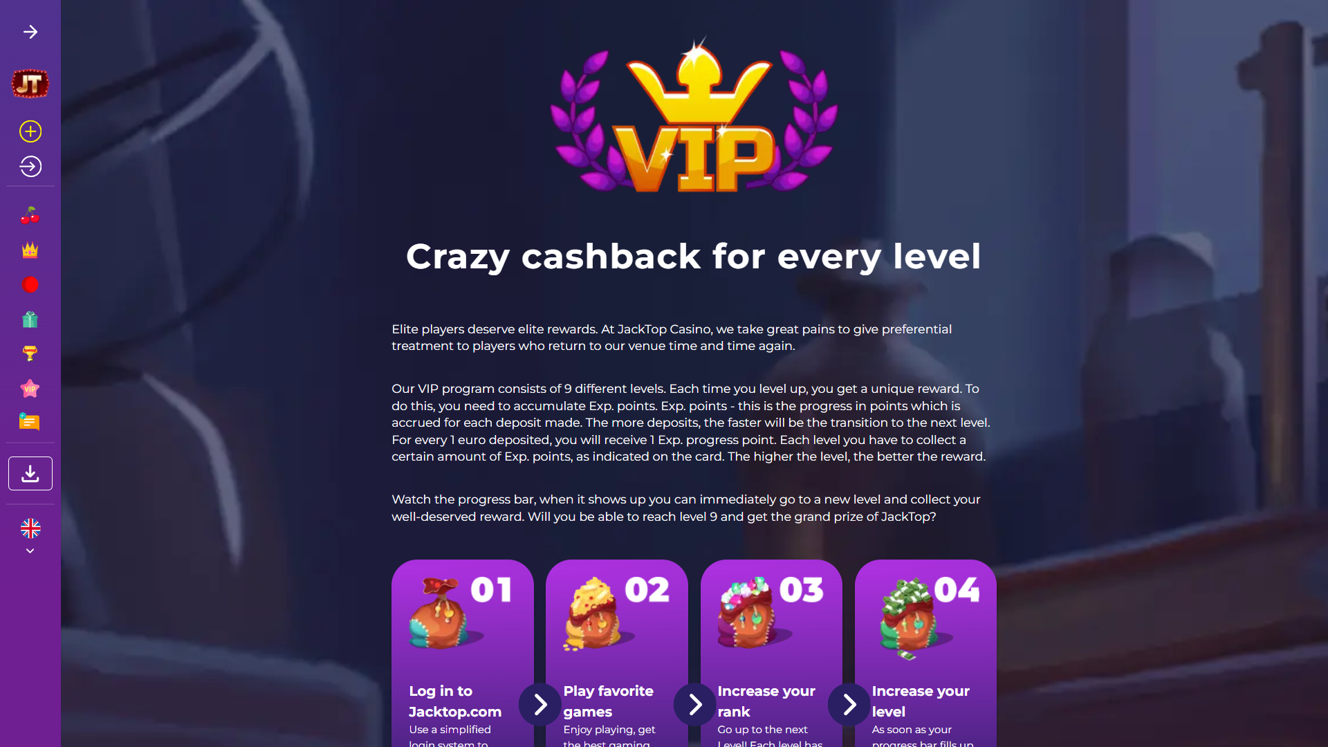 Jacktop Casino VIP Program