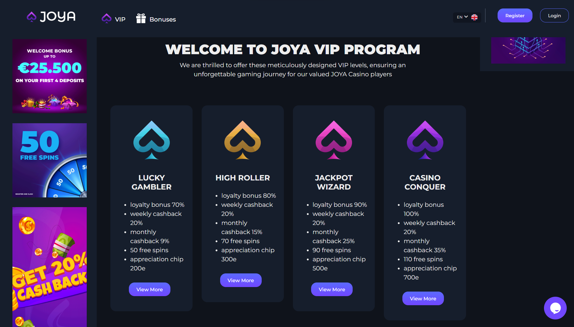 Joya Casino VIP Program