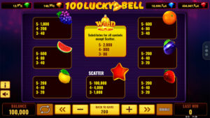 Lucky Bell 100 Paytable