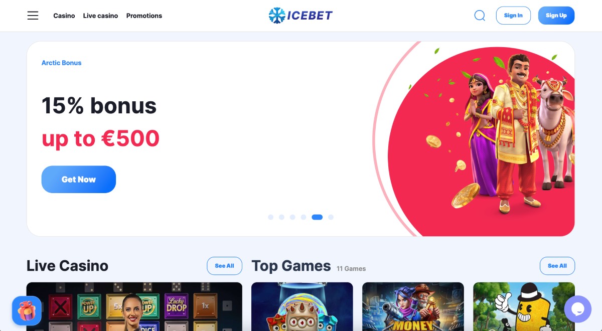 Icebet Casino Homepage