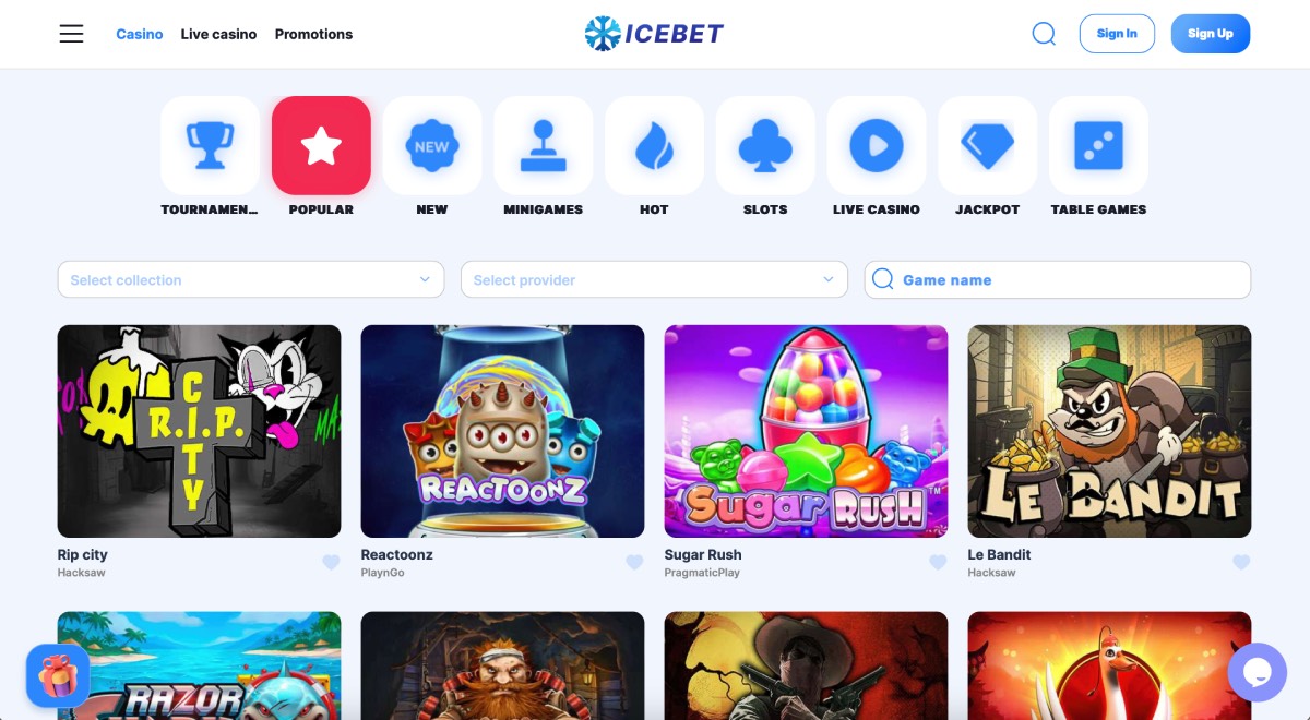 Icebet Casino Game Collection