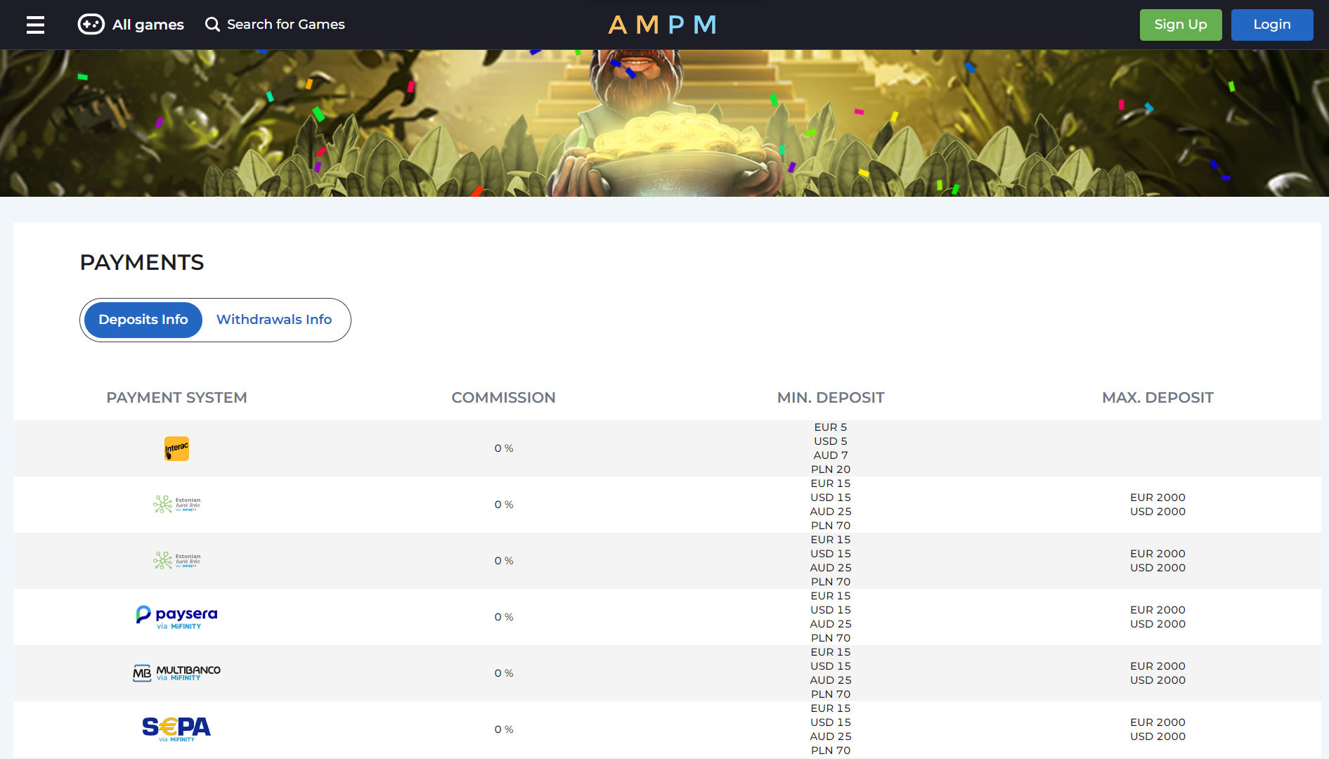 AMPM Casino Payments