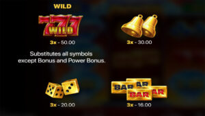 Diamonds Power Hold and Win Paytable