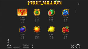 Fruit Million X-mas Edition Paytable