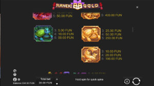 Maneki 88 Gold X-mas Edition Paytable 2
