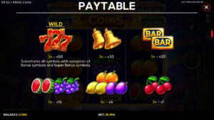 XMAS Coins Paytable