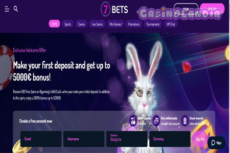 7bets Casino Desktop View