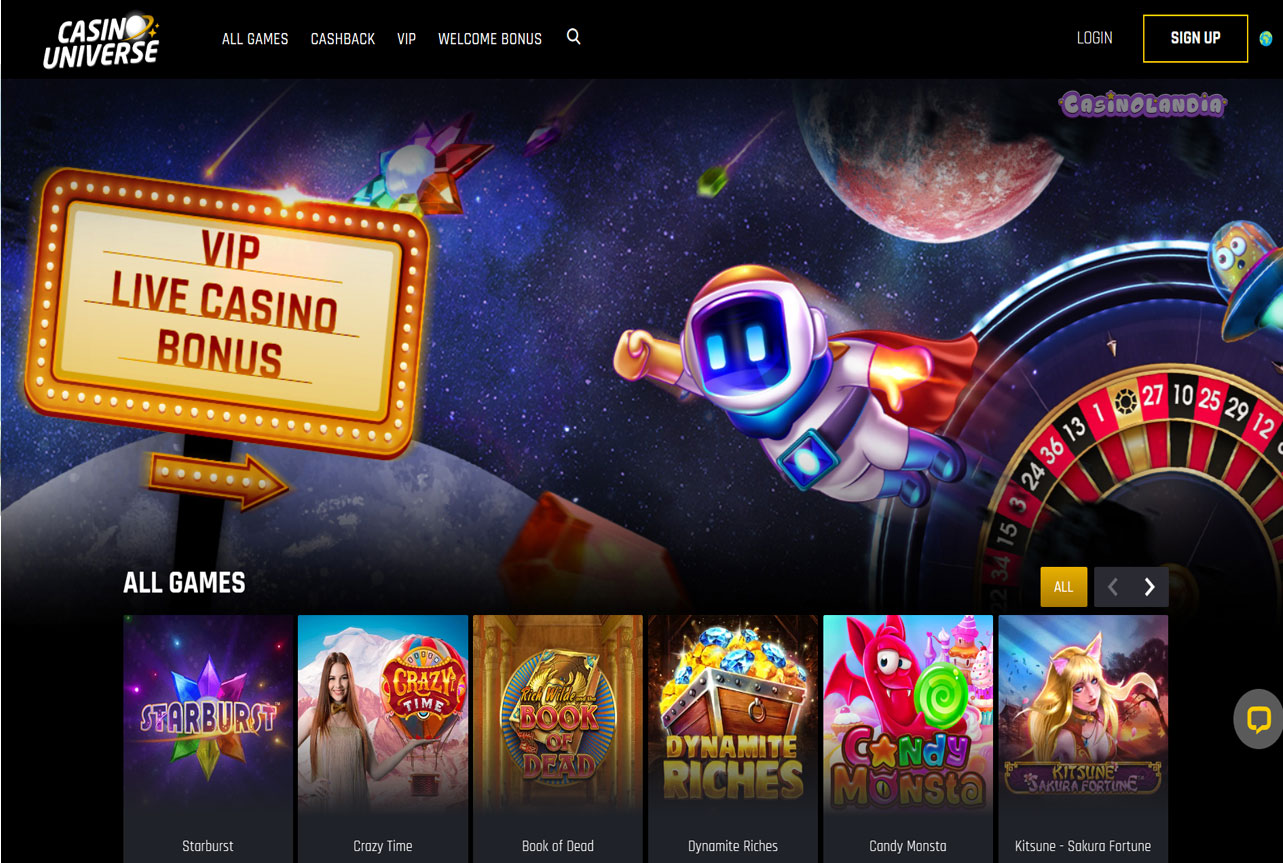Casino Universe Desktop View