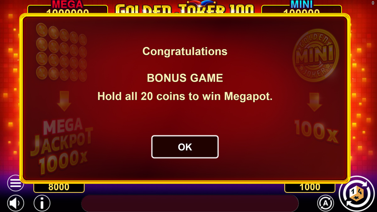 Golden Joker 100 Hold and Win Bonus Game