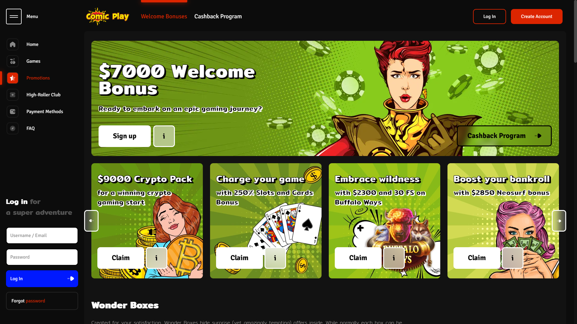 ComicPlay Casino Promotions