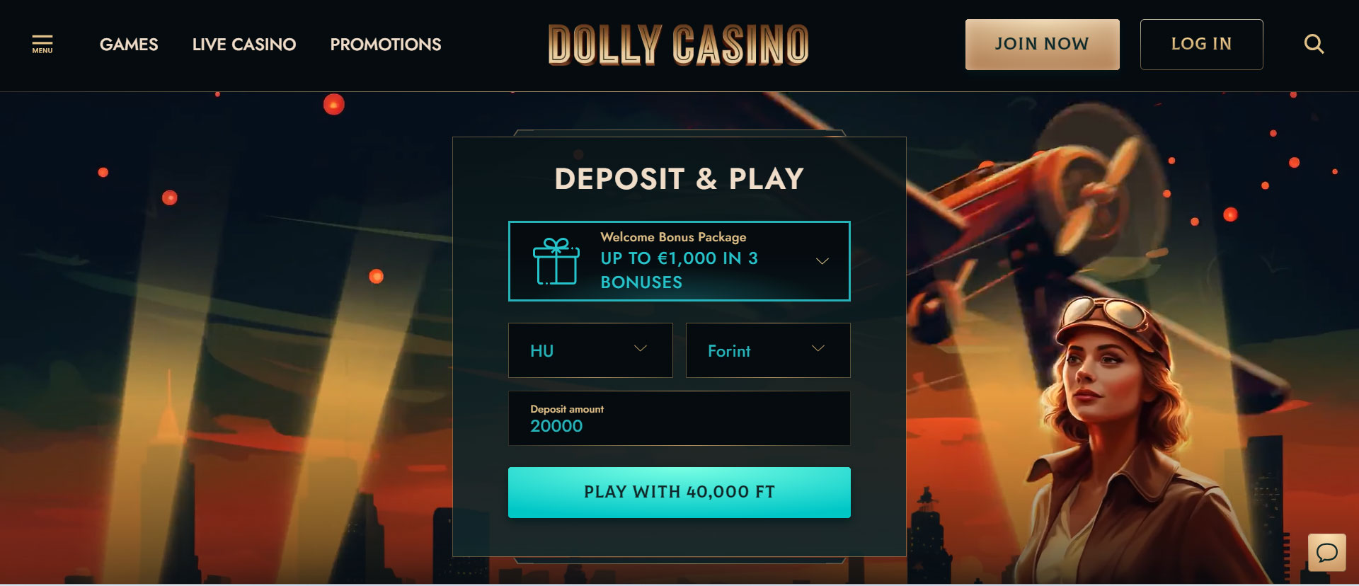 Dolly Casino Home Screen
