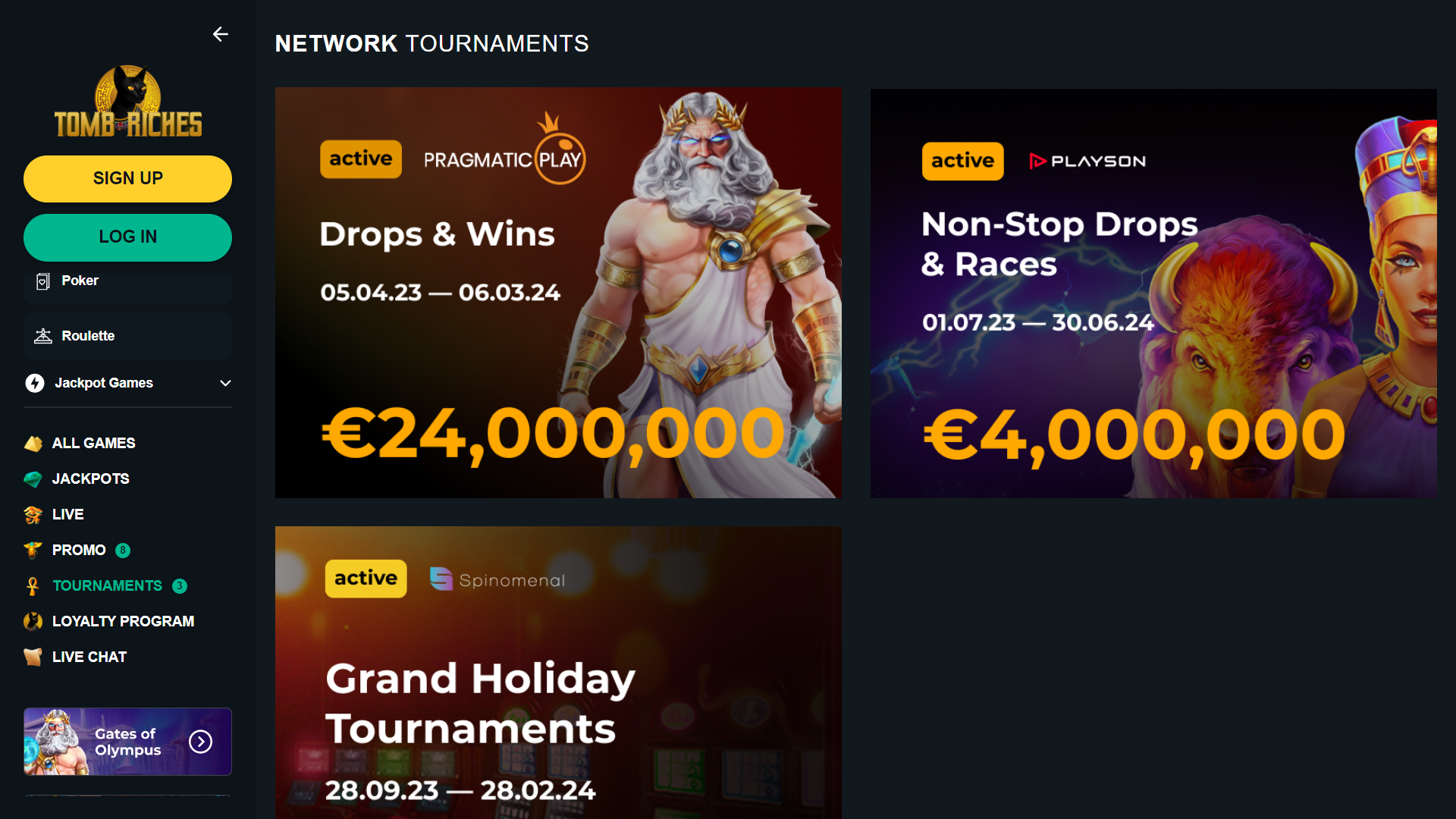 TombRiches Casino Tournaments