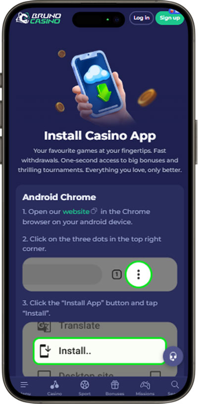 Bruno Casino Downloadable App