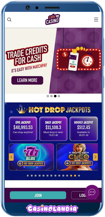 Cafe Casino Mobile App Shot