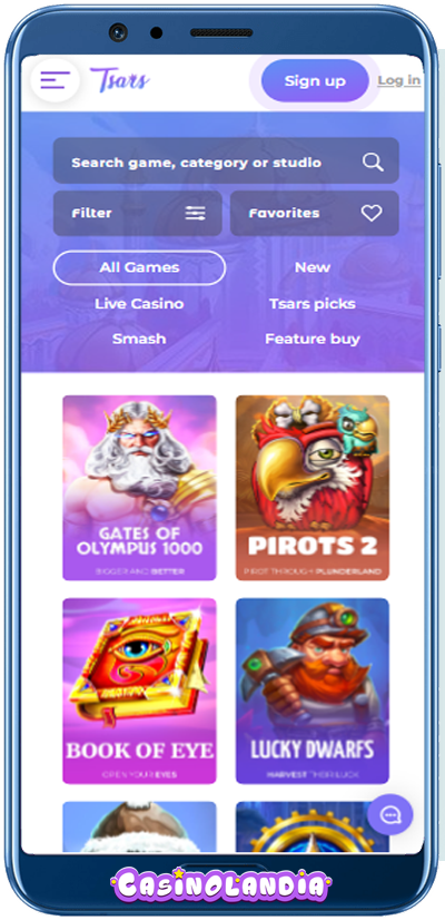 Tsars Casino Mobile Web App