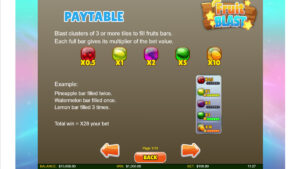 Fruit Blast Paytable