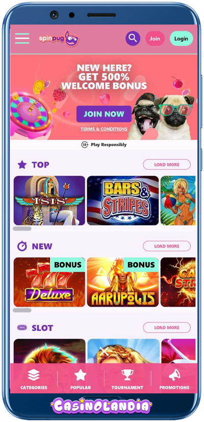 SpinPug Casino Mobile View