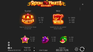 Royal Fruits Multilines Paytable