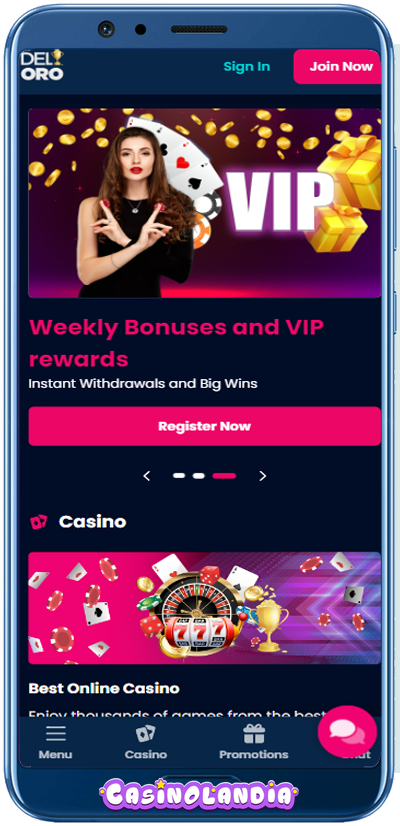 Deloro Casino Mobile App Shot