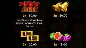 Jingle Coins Hold and Win Paytable