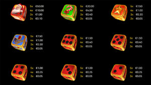 Book of Santa Dice Paytable