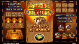 Eye of Horus Tablets of Destiny Homescreen