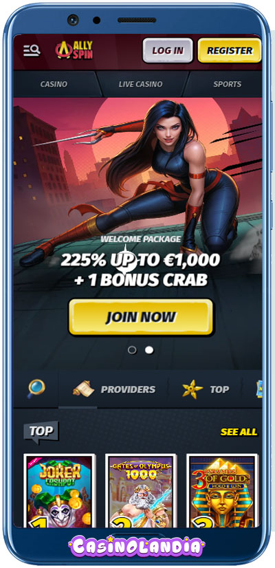 AllySpin Casino Mobile App Shot