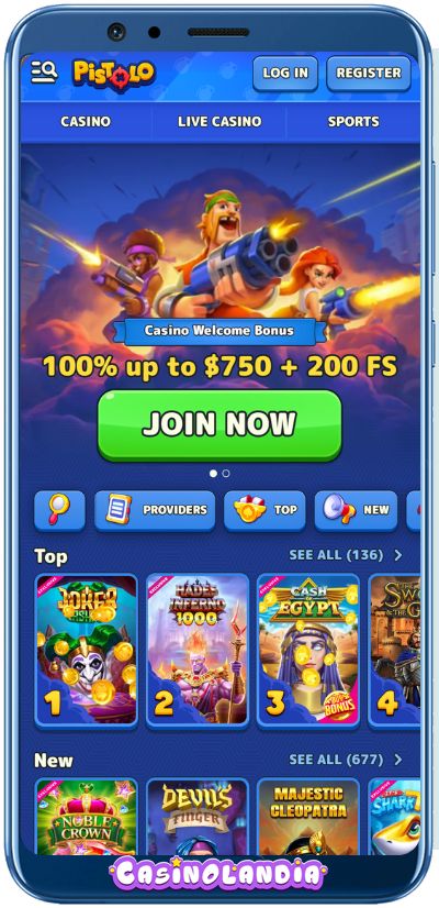 Pistolo Casino Mobile App Shot