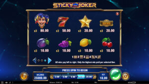 Sticky Joker Slot Paytable