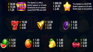 40 Hold Hot Hold and Win Paytable