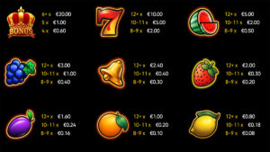 Prestige Crown Paytable