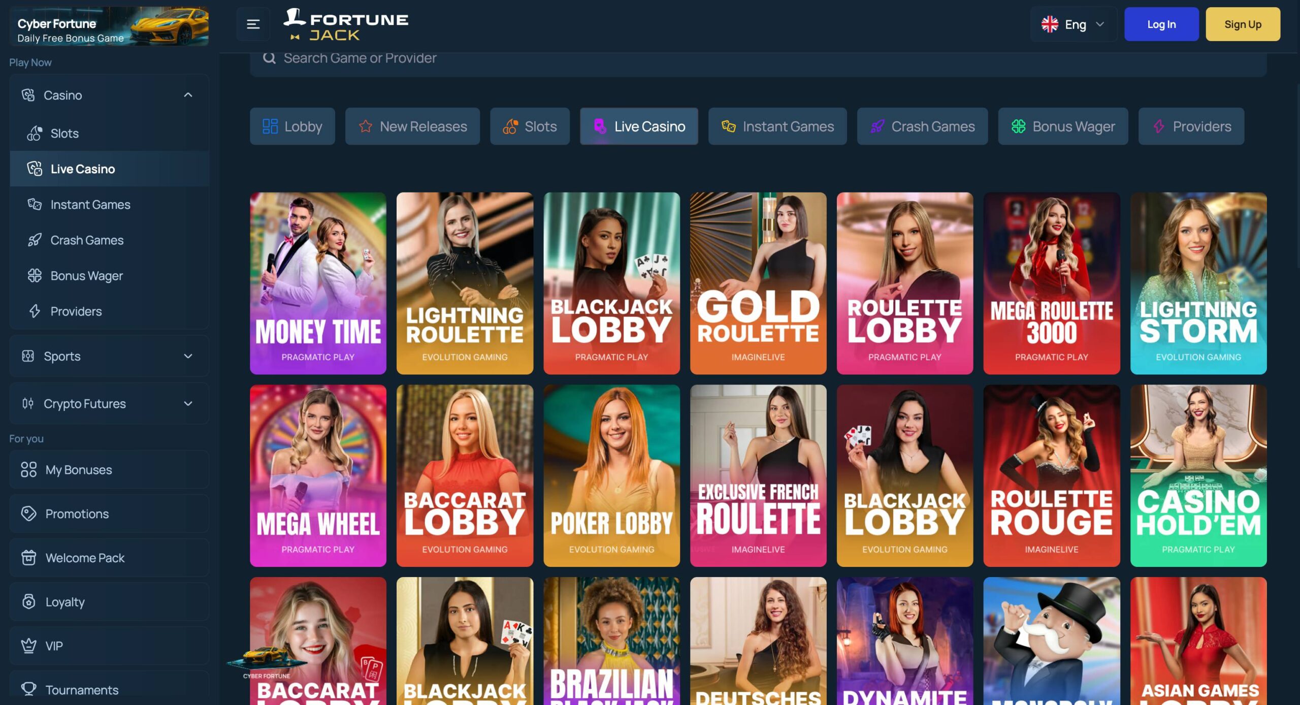 FortuneJack Casino New Live Casino Page