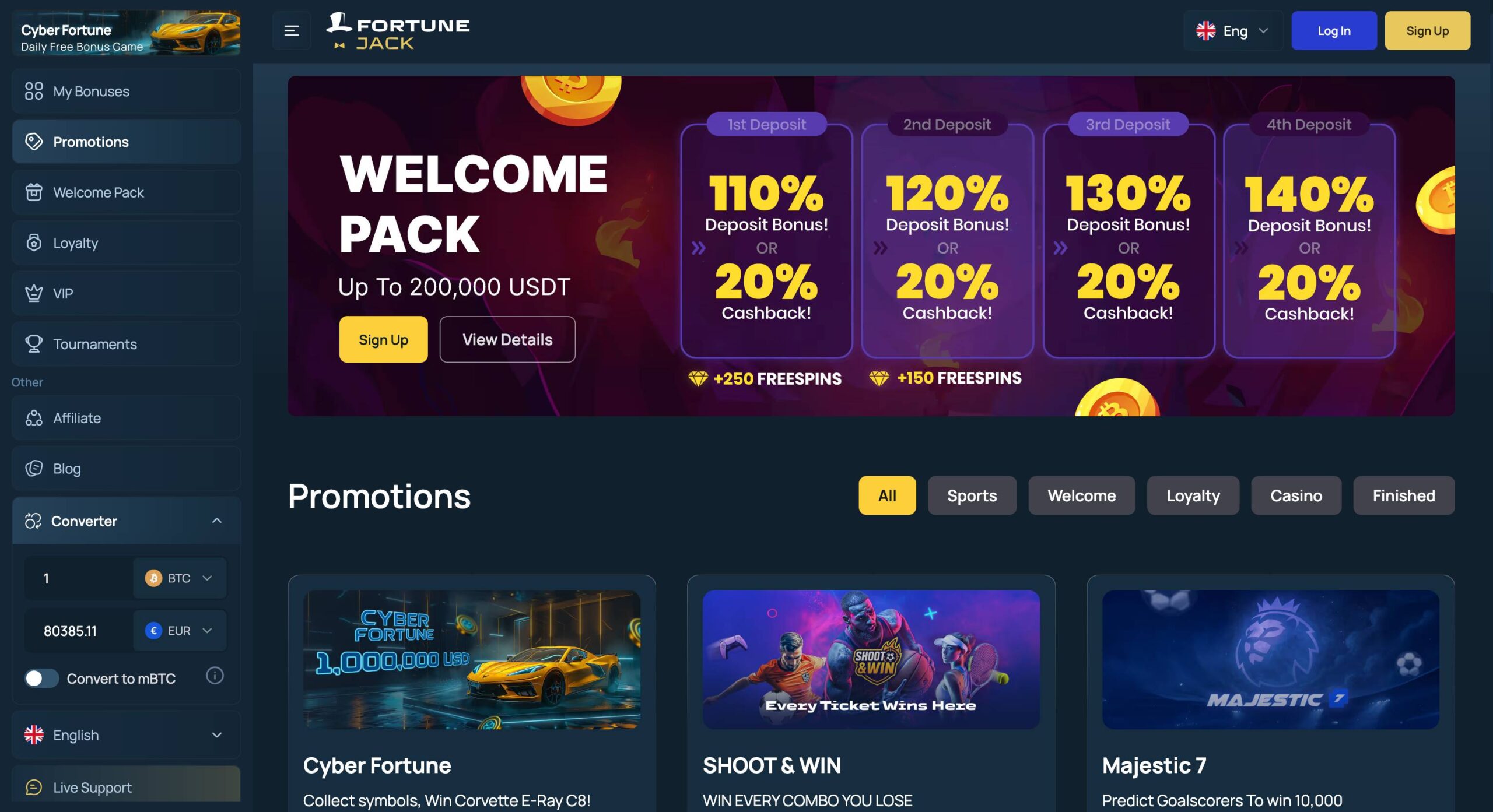 FortuneJack Casino New Promos Page