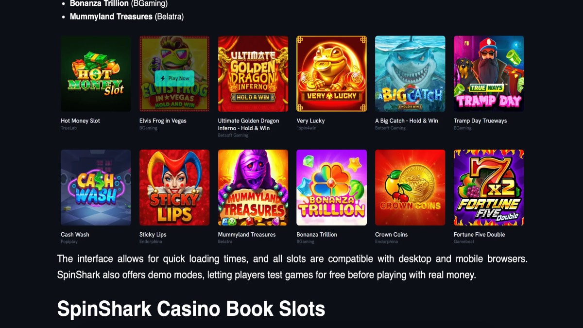 SpinShark Casino Game Collection