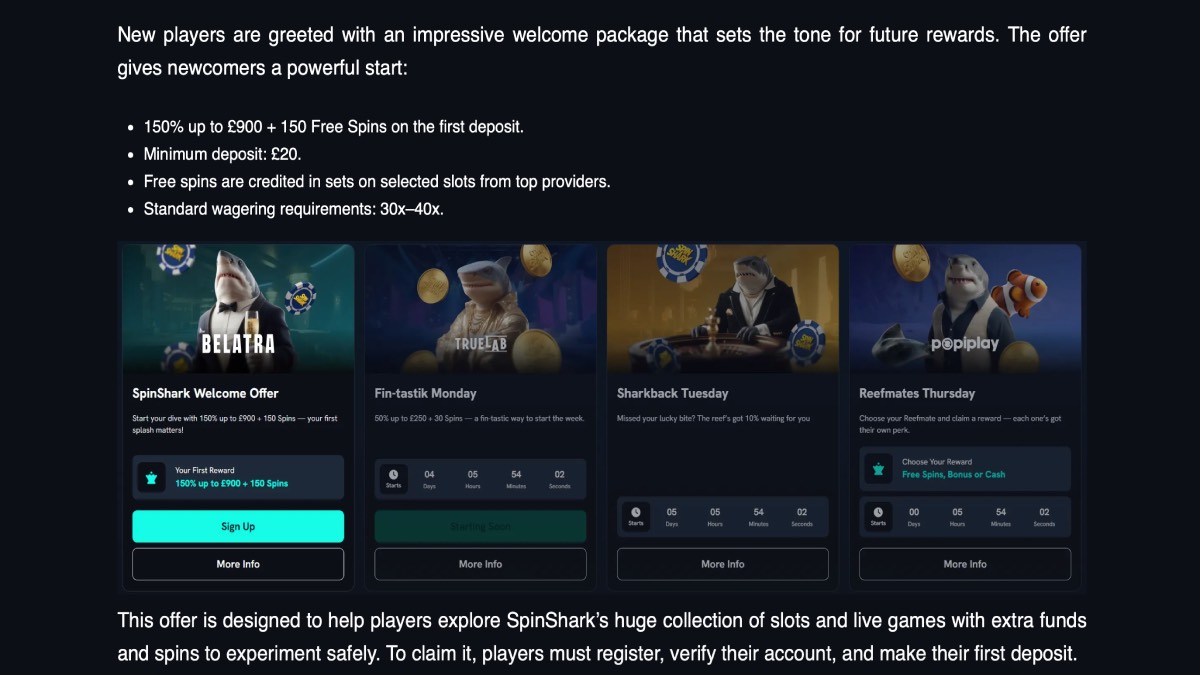 SpinShark Casino Promotions
