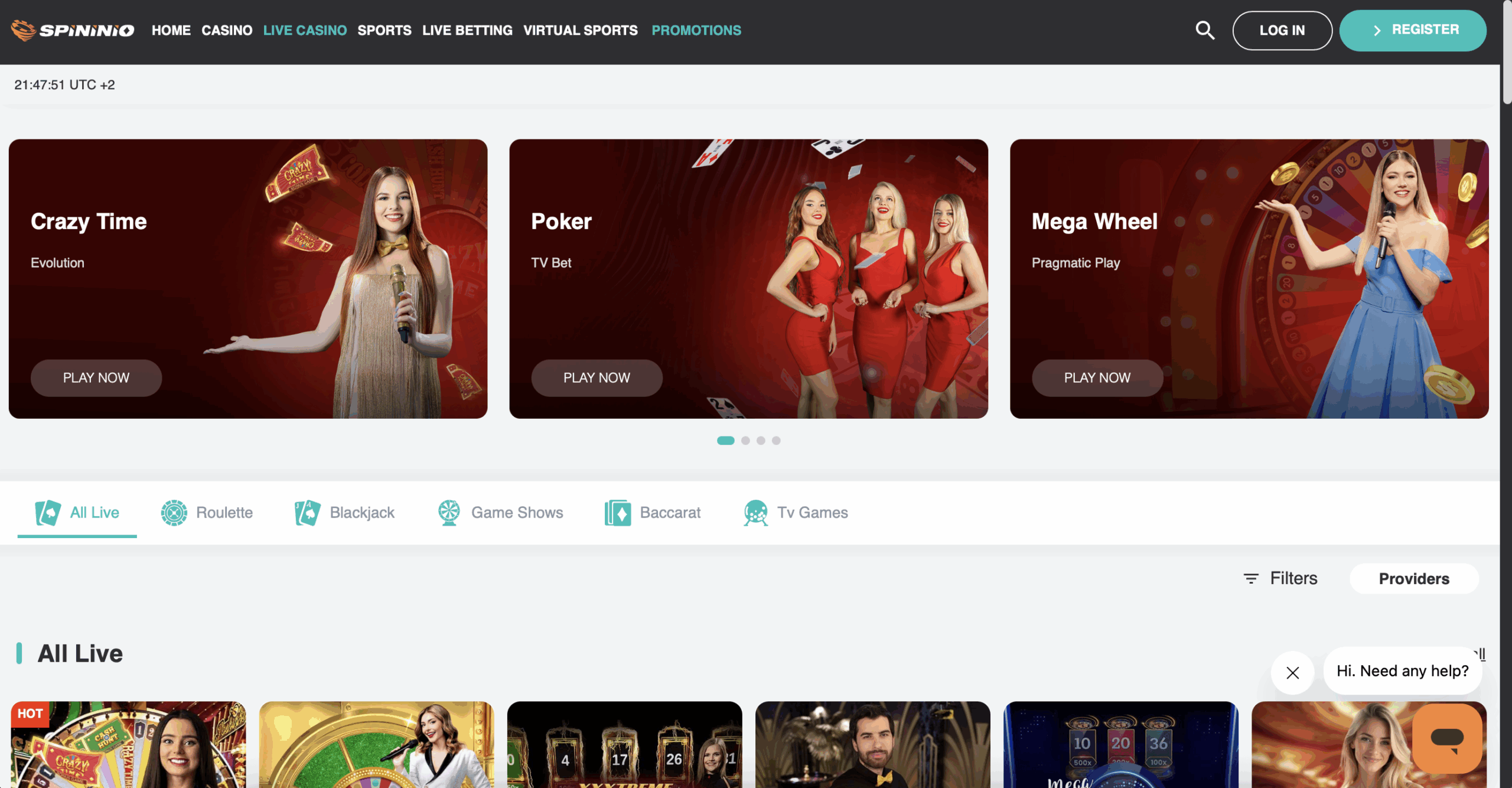 Spininio Casino Live Casino