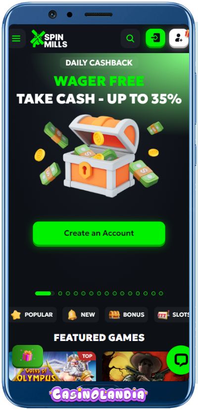 Spinmills Casino Mobile App Shot
