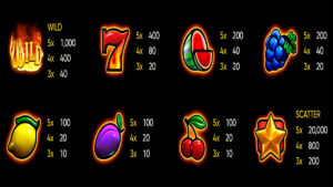 Burning Coin 40 Paytable