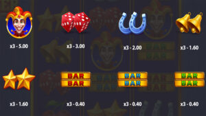 3×5 Joker Hold The Spin Paytable