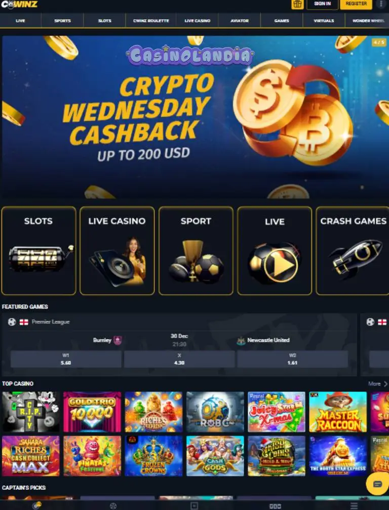 CWinz Casino Tablet Vertical