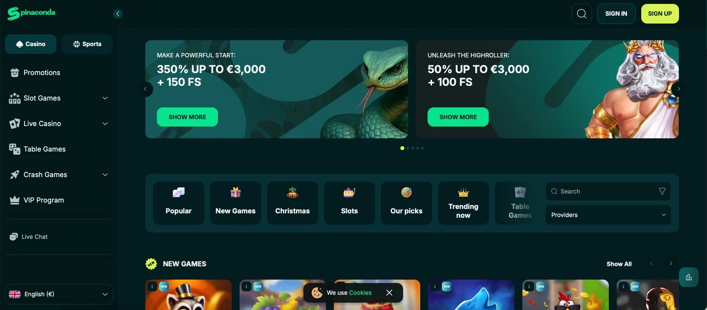 Spinaconda Casino Home