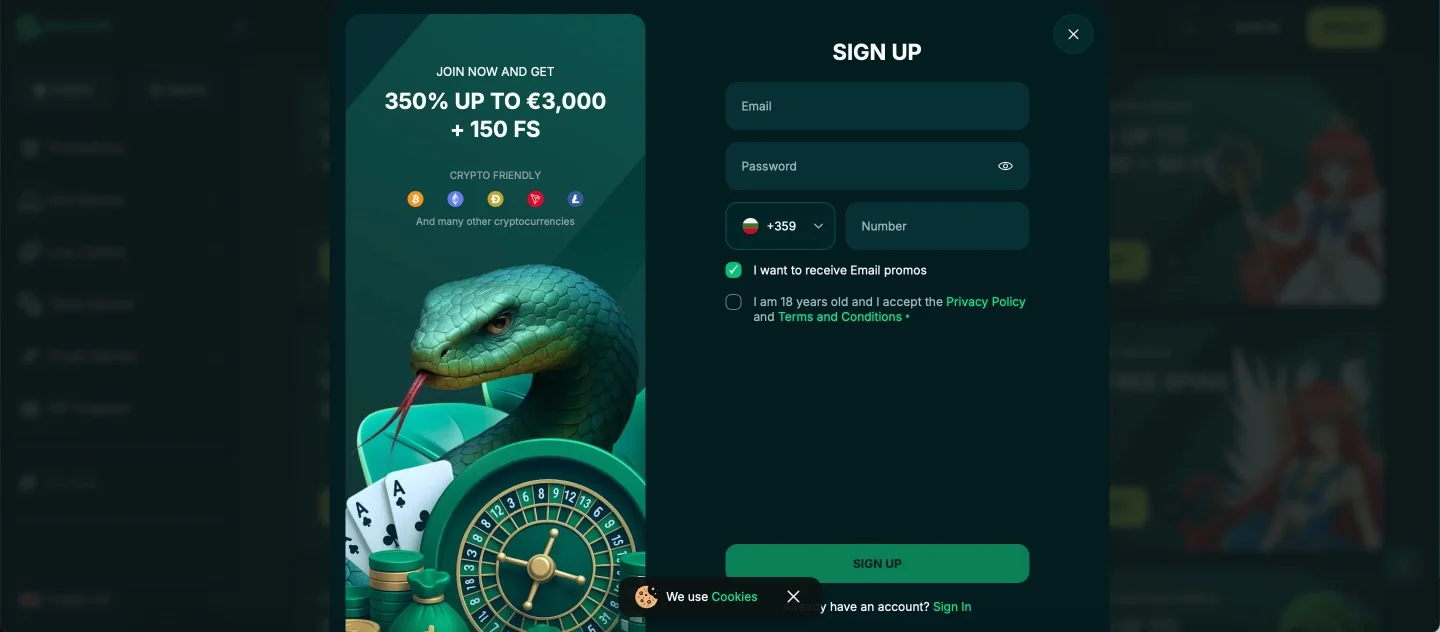 Spinaconda Casino Signup