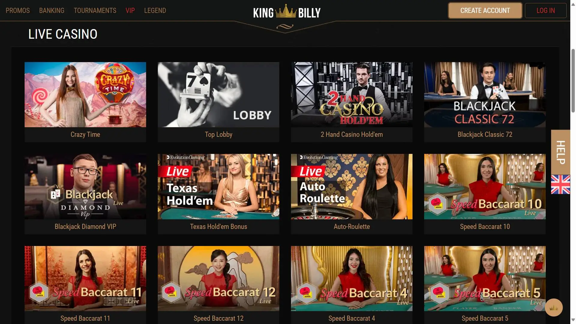 King Billy Casino Live Casino