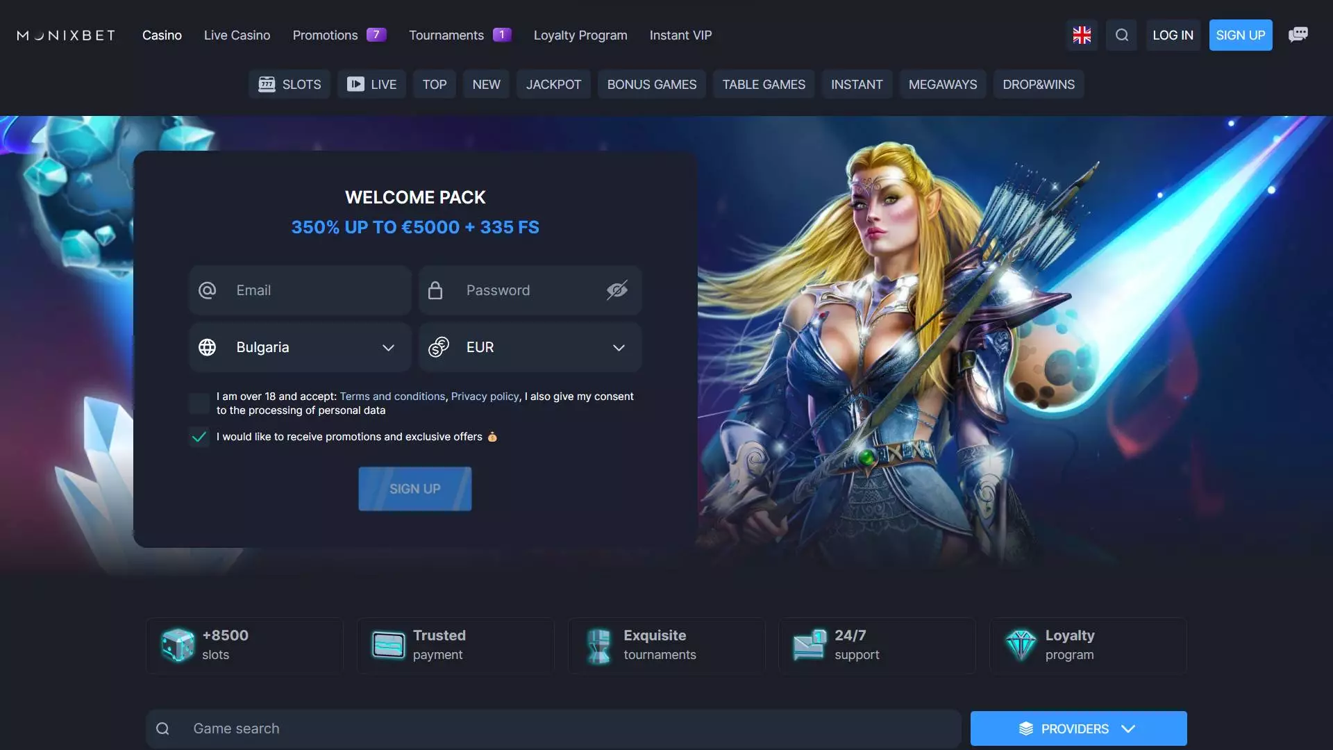Monixbet Casino Registration