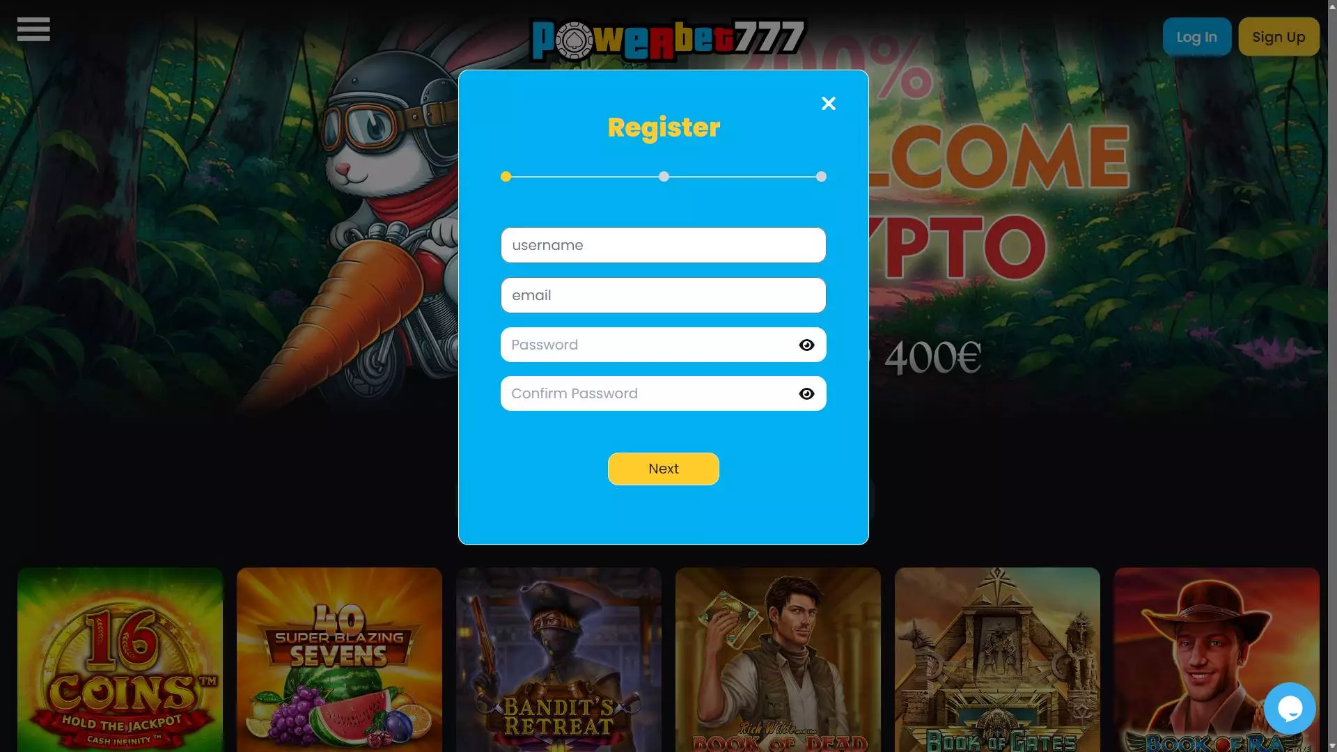 Powerbet777 Casino Registration