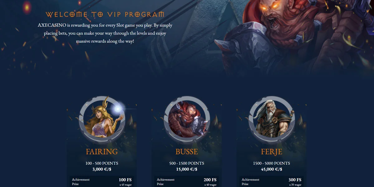 Axe Casino VIP Program