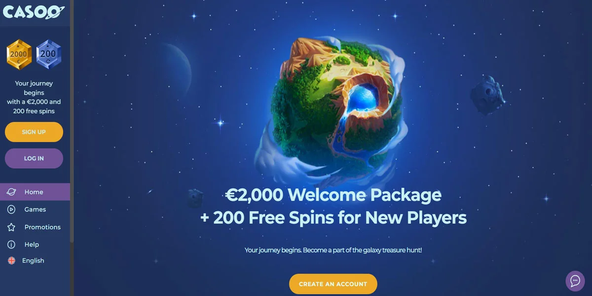 Casoo Casino Home Screen