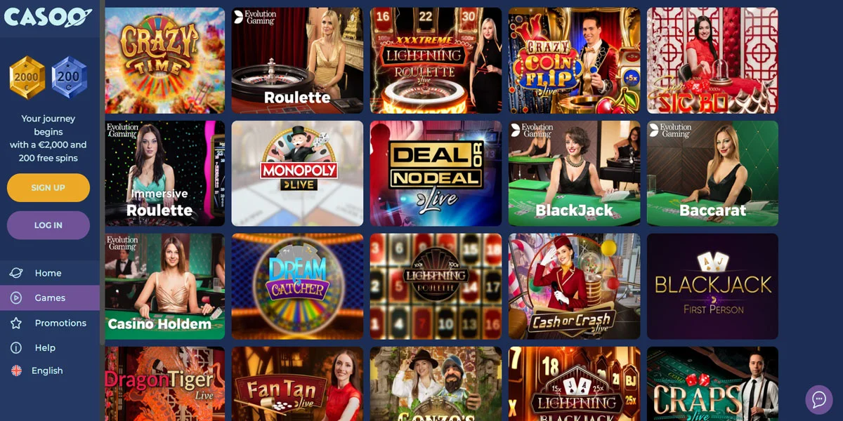Casoo Casino Live Games