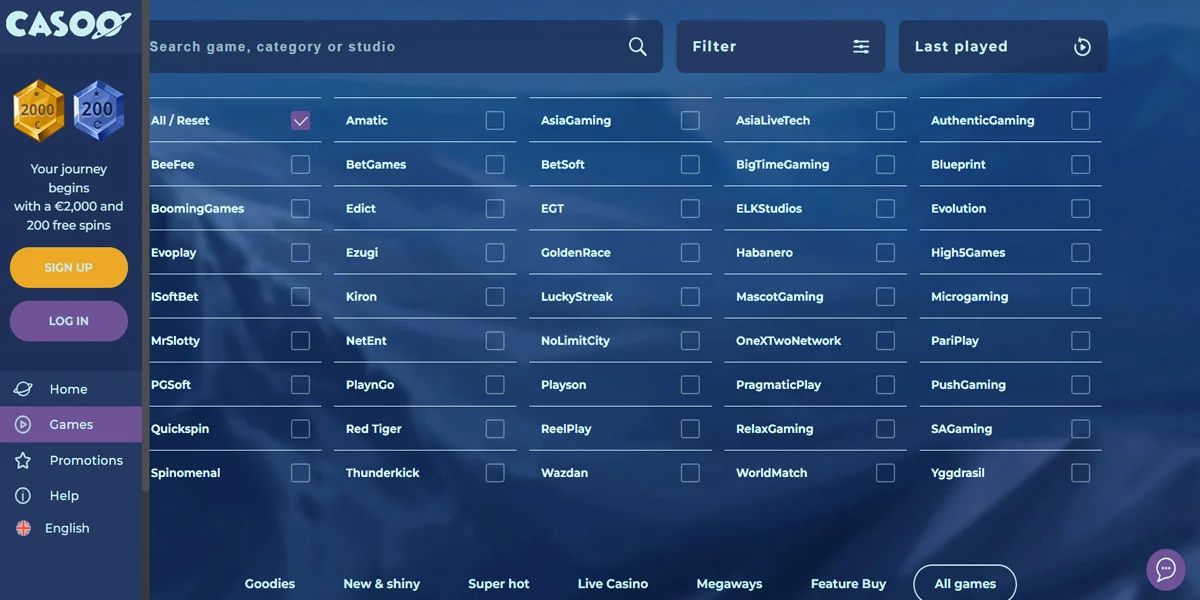 Casoo Casino Game Providers