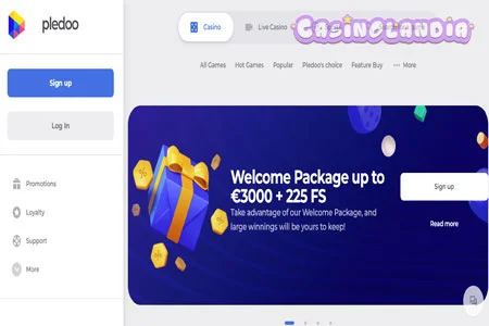 Pledoo Casino Desktop View